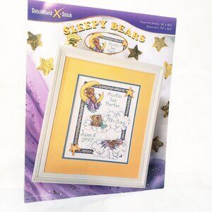 Sleepy Bears Birth Announcement Counted Cross Stitch Pattern Leaflet StitchWorld